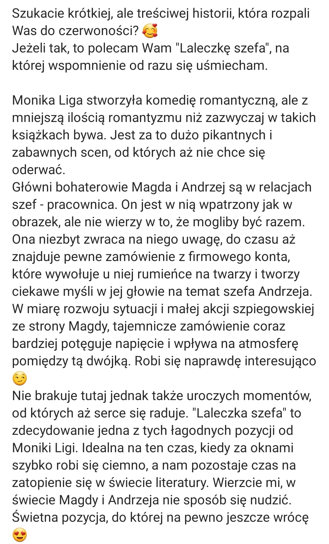 opinia o Laleczka szefa od @siedzewksiazkach